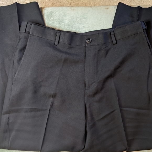 LL Bean Mens Comfort Waist Black Wool Dress Pants Size 36x30 - Picture 4 of 6